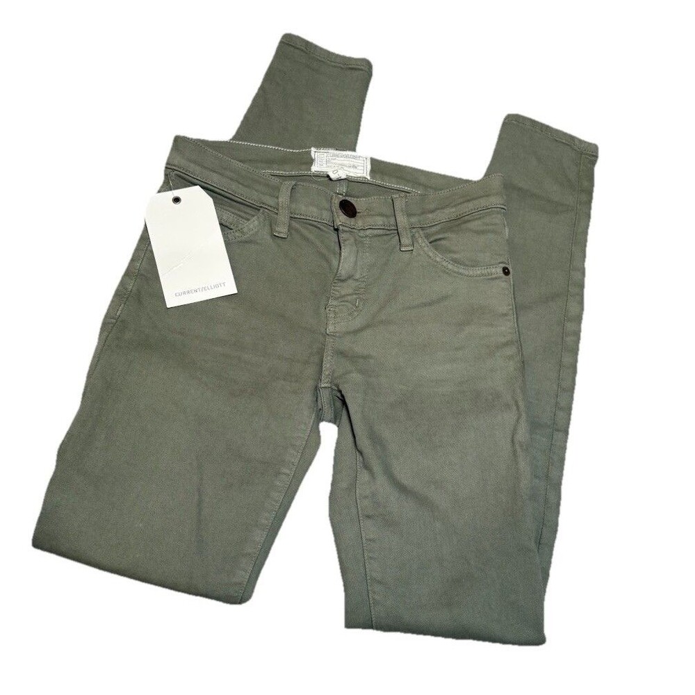 NWT CURRENT/ELLIOTT The Ankle Skinny army green women's fashion 70's size 24 WP6